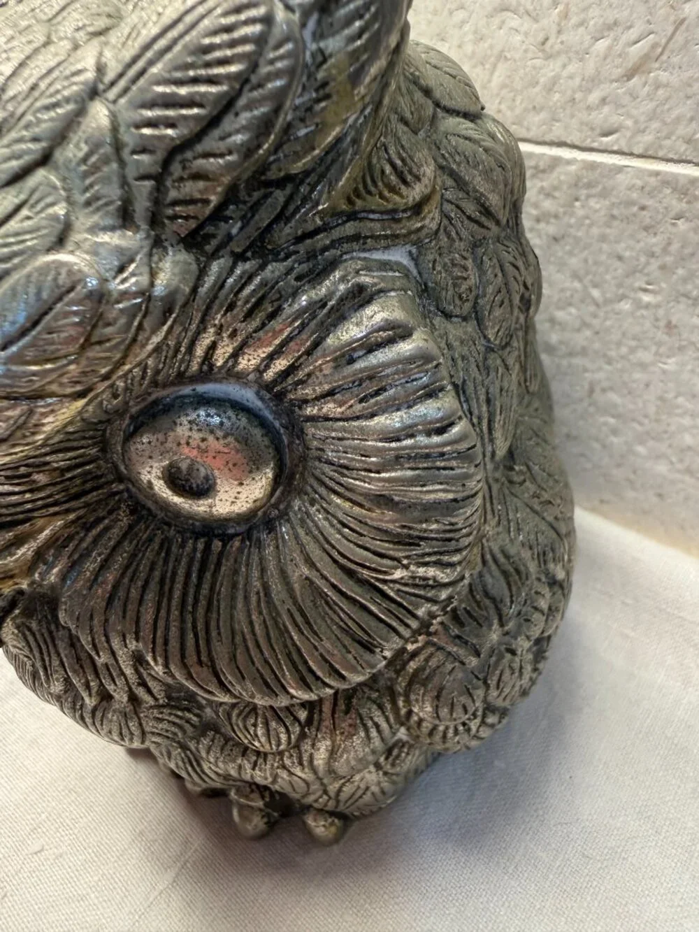 Vintage Owl Figurine, Heavy, Marked MB